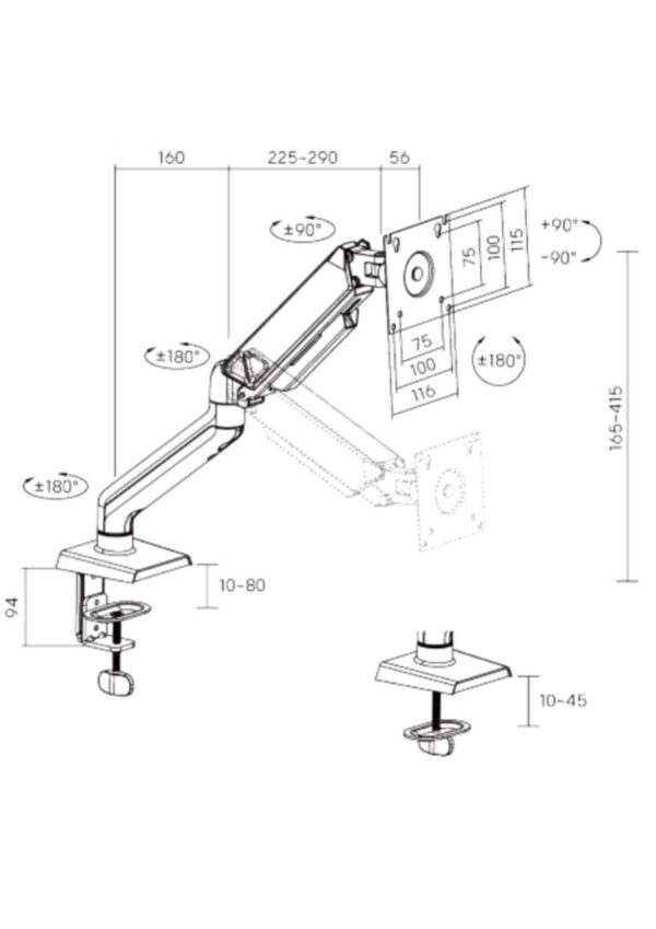 Soporte para brazo de monitor de 17" - 32" resorte mecánico - Imagen 2